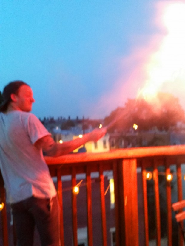 Shooting off fireworks