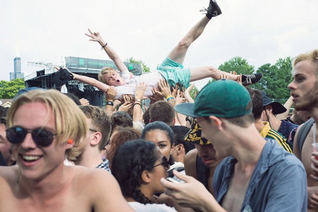 Crowd surfer at Pitchfork Music Fest | Photo by Scott Troyan | scotttroyan.com