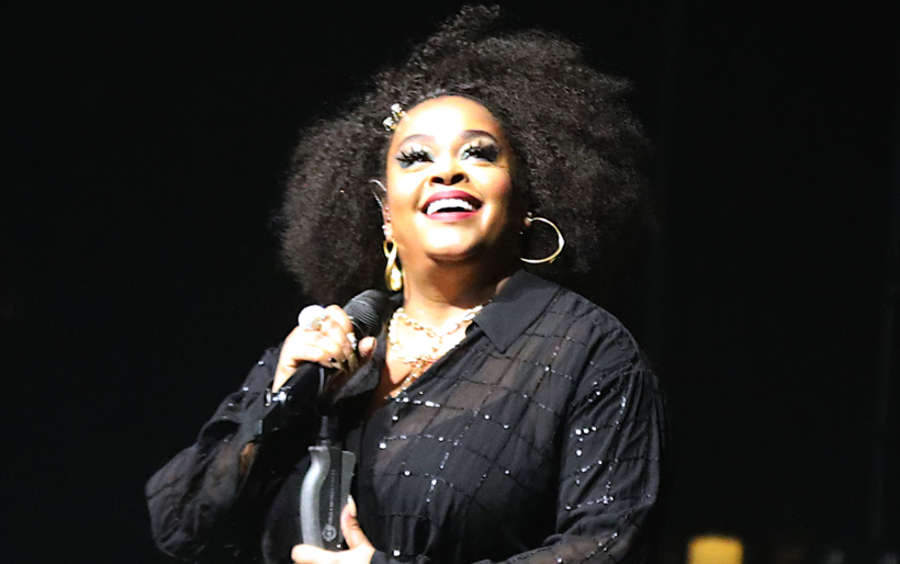 Jill Scott Standing at the Mic