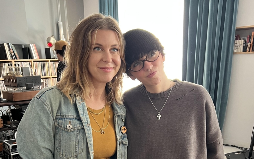 <em>World Cafe </em>host Raina Douris with Ariete
