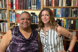 Montreal historian Dorothy Williams (left) with <em>World Cafe </em>host Raina Douris.