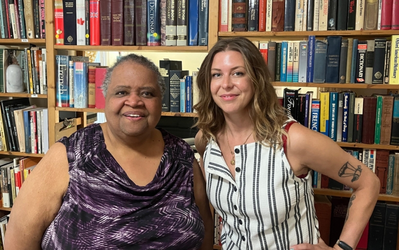Montreal historian Dorothy Williams (left) with <em>World Cafe </em>host Raina Douris.