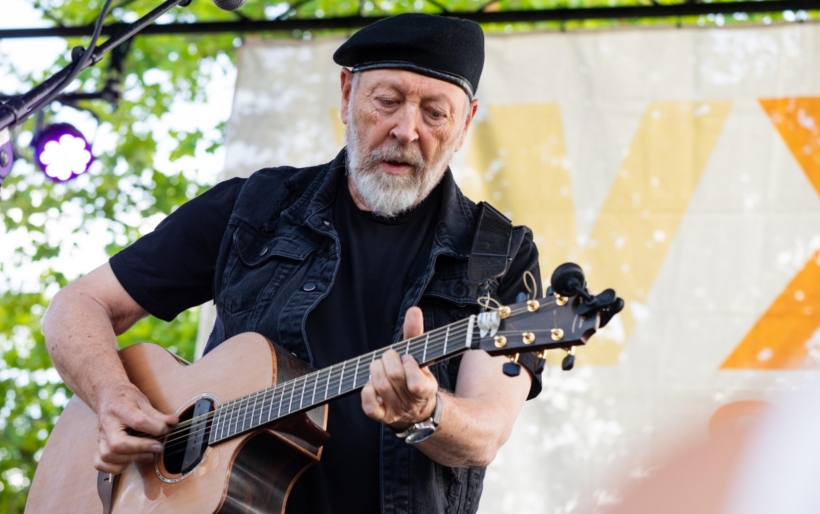 Richard Thompson performing at the 2025 XPoNential Music Festival in Camden, N.J.
