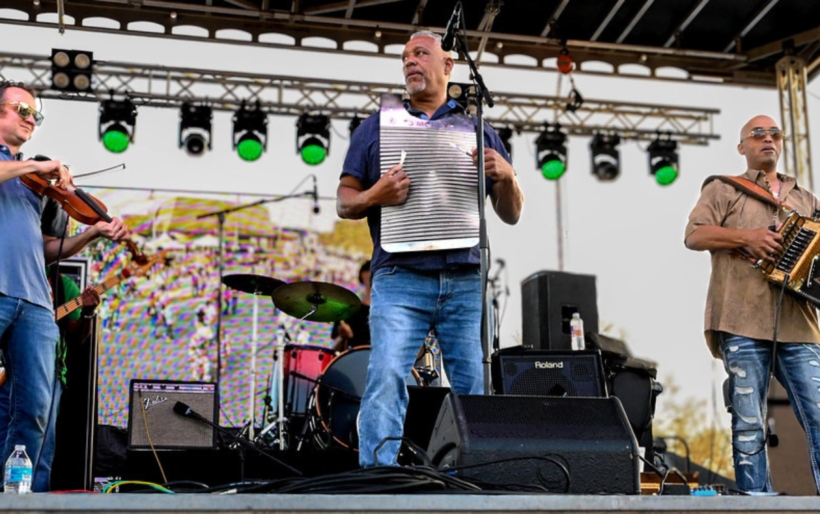 Corey Ledet Zydeco & Black Magic performing at the Cajun Mardi Gras Festival in Eunice, La., earlier this year.