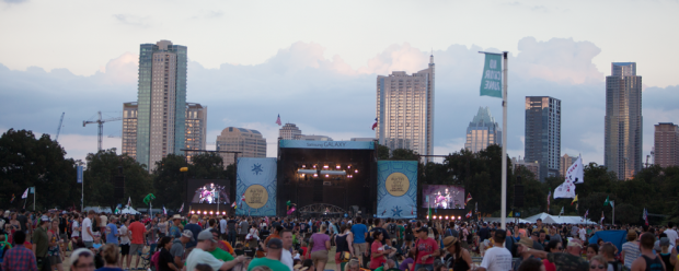 Austin City Limits festival grounds and skyline | Photo by Jeremy Quattlebaum | www.theangrymountain.com