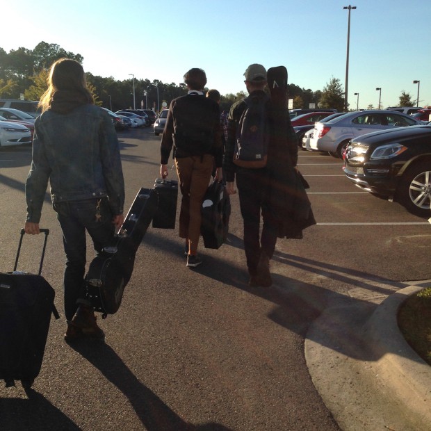 After arriving at the Gainesville airport, Everyone Everywhere goes in search of their rental car on the way to FEST 13 | Photo by John Vettese